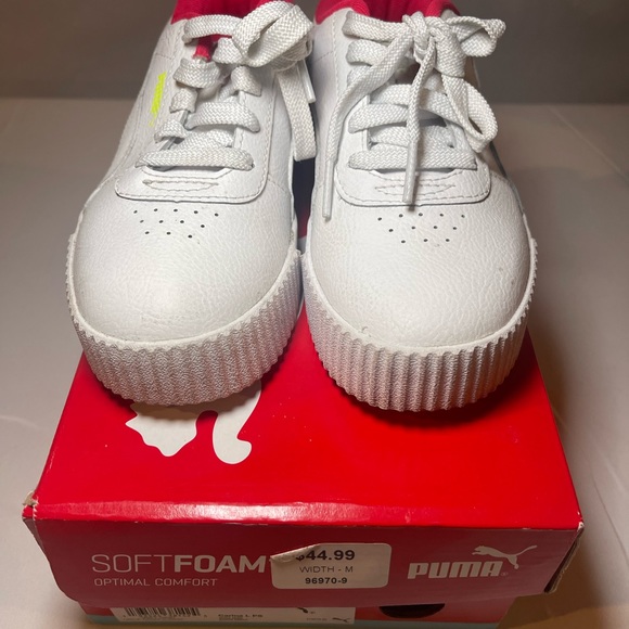 Puma Carina Neon Sneaker - Kids Size 2 - Picture 5 of 5